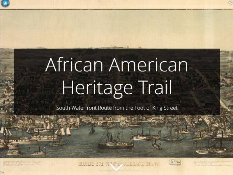 Cover page of African American Heritage Trail storymap, south route