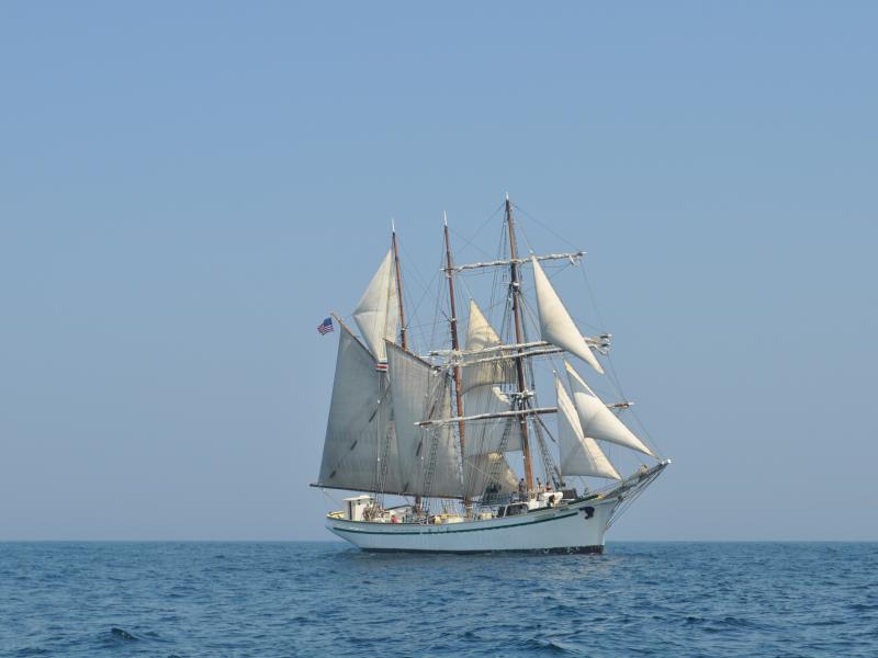 Tall Ship Gazela on the ocean at full sail