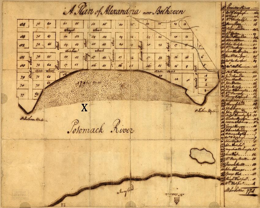 A Plan of Alexandria, now Belhaven, 1749 by George Washington. Library of COngress