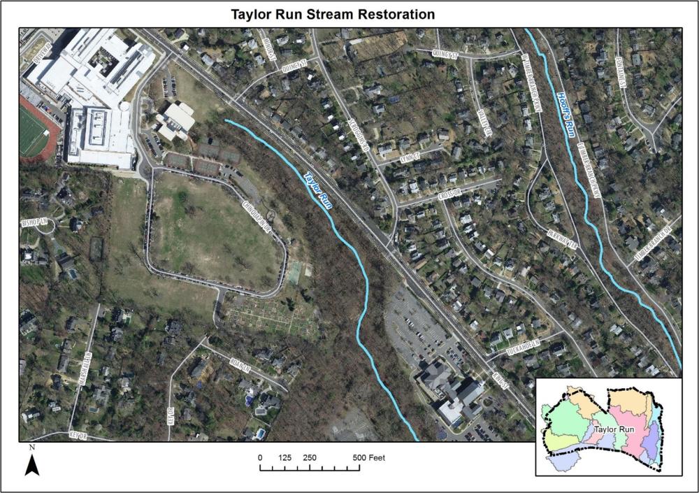 Taylor Run Stream Restoration Project Aerial Map