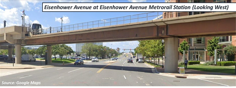 Eisenhower Ave. Metro Enhanced Pedestrian Crossing - Pre-Construction Street View Facing West