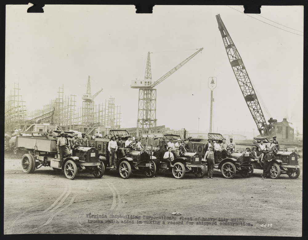 Virginia Shipbuilding Corporation's fleet of heavy duty White trucks