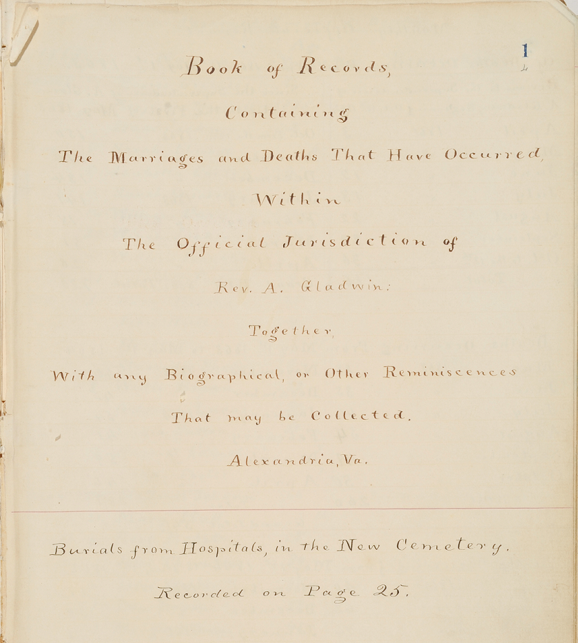 Title Page from the Gladwin Record