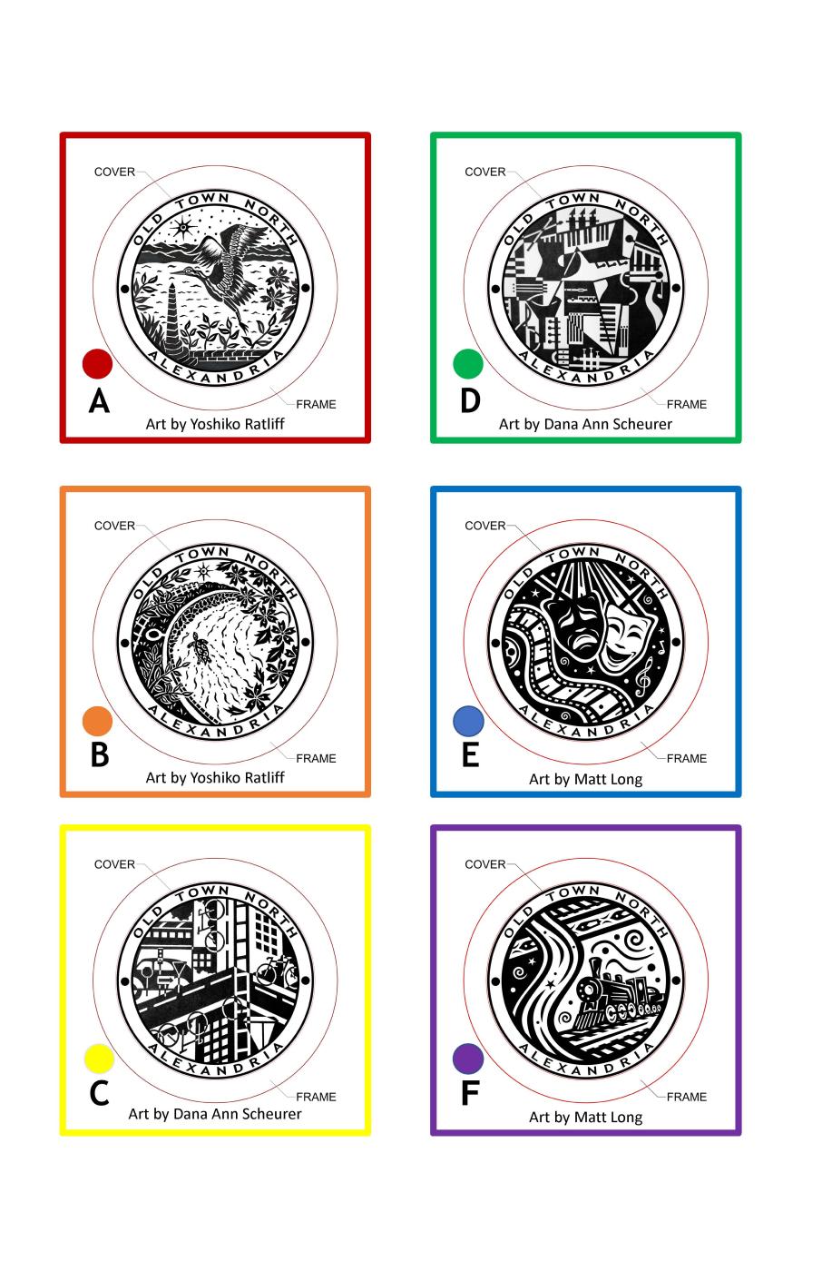 Key of artist designs for stormwater location map.