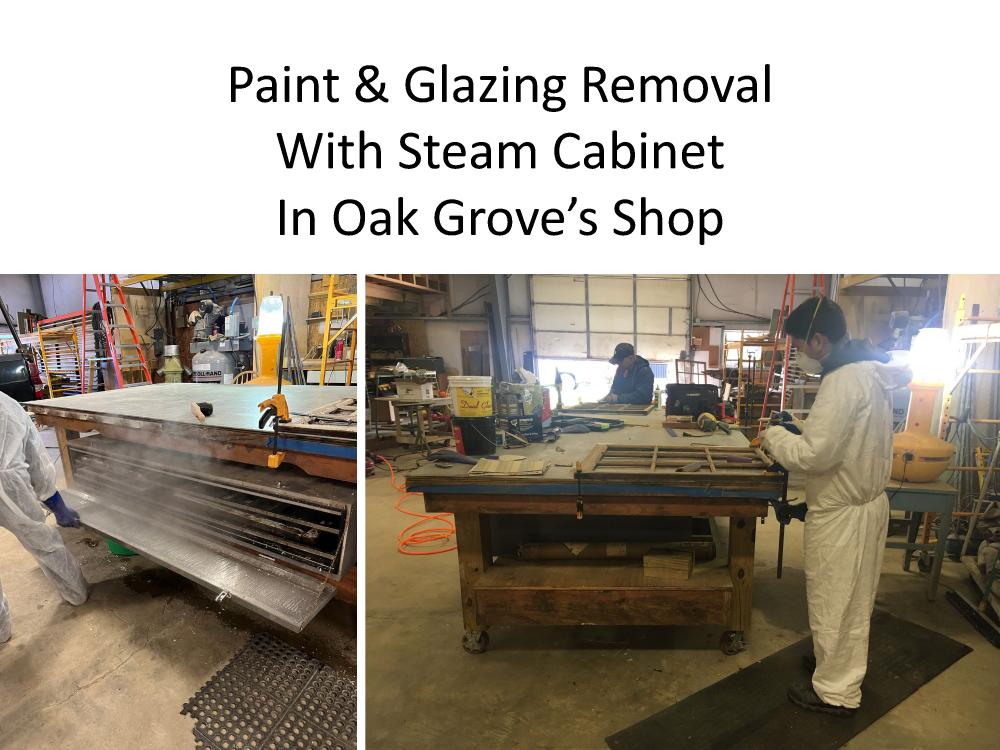 Paint and Glazing Removal with Steam Cabinet, two images