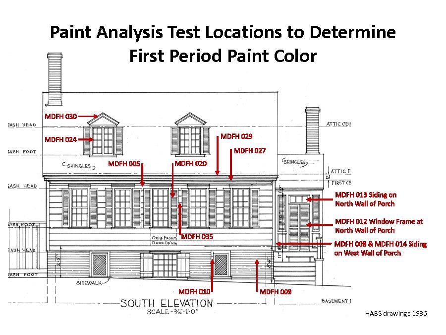house drawing with paint analysis test locations