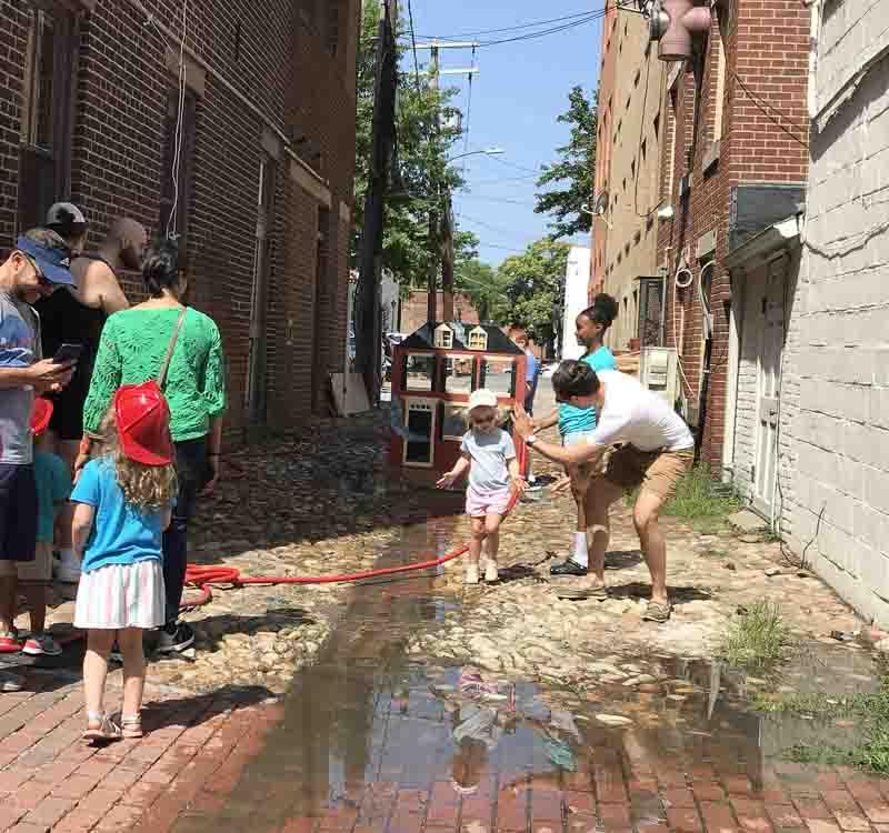 Children's activity in alley