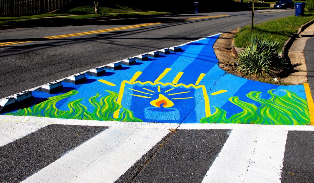 Close up of luminaria section of the street mural.