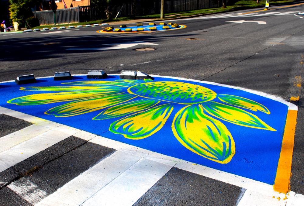Close up of flower section of the street mural.