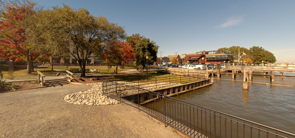 Photo of the street level view of the Waterfront from the Point Lumley wharf towards the Old Dominion Boat Club.