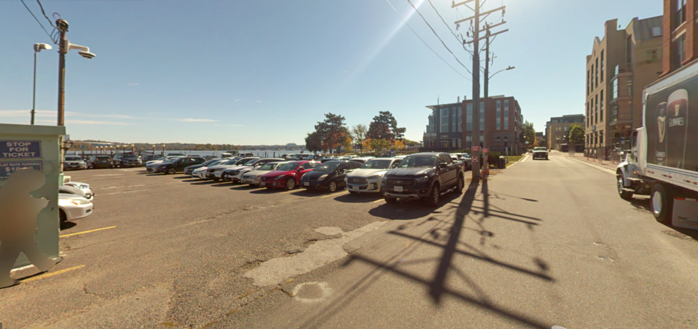 Photo of the street level view of the Waterfront from Strand Street at Old Dominion Boat Club facing south.