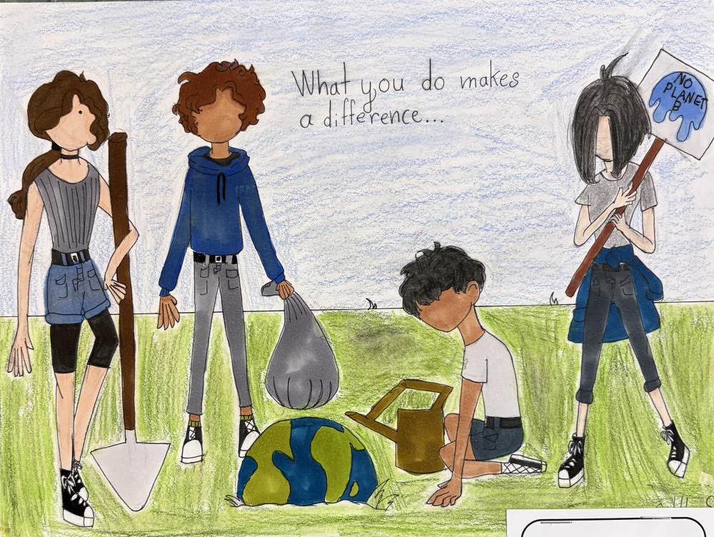 A image of a group of people taking care of the earth 