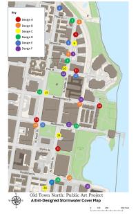 Map of installed locations of stormwater covers in Old Town North