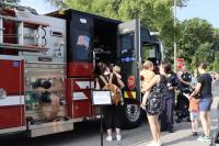 Participants inside the fire truck
