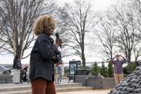 Artist Nekisha Durrett speaks during the opening reception