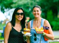 Two women smiling