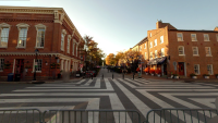 Street-level view of the 100 block of King Street from the unit block of King Street.