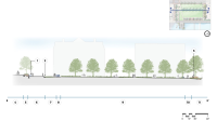 Cross-section of proposed landscape improvements for Point Lumley Park with numbers listing the main park components.