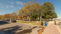 Street-level view of Waterfront Park from Prince Street at the promenade..