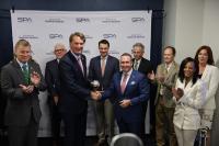 people at announcement event