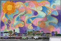 A sun over a polluted city 