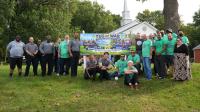 APD officers and Alexandria Free Methodist Church participants gather for a group photo after sharing friendly competition and fellowship during Faith & Blue.