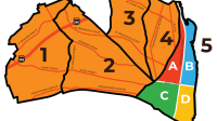 A map of the City of Alexandria showing the leaf collection zones and subzones.