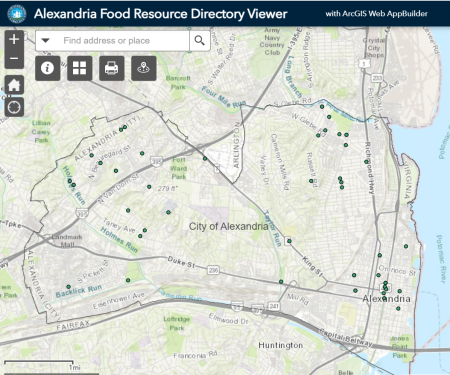 Food distribution map of Alexandria, VA