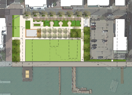 Rendering of new bulkhead design concept for the Waterfront project's Point Lumley site.