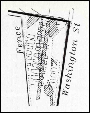 black and white drawing of grave outlines