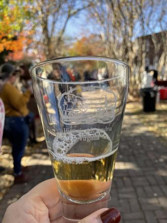 Looking through a glass of cider