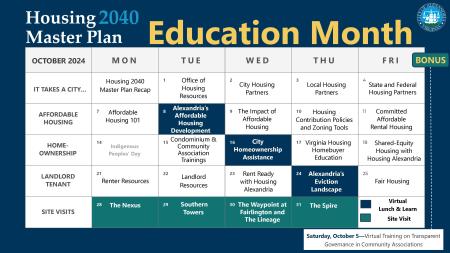 Housing 2040 Education Month Calendar