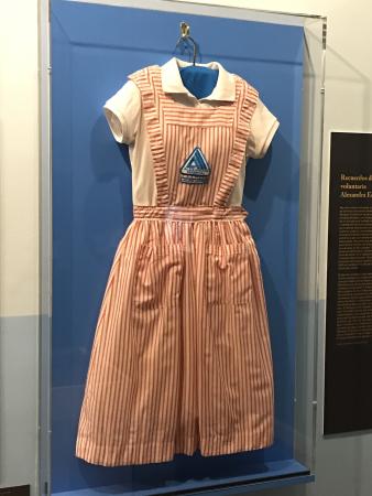 candy striper pinafore and white blouse, in exhibit