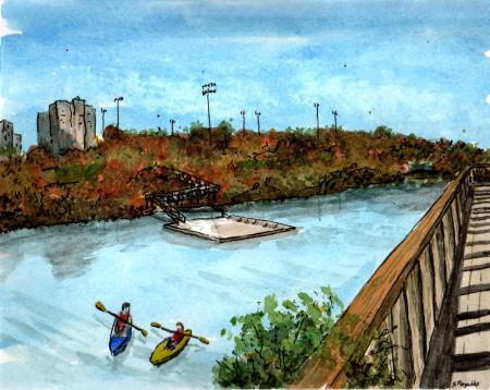 Four Mile Run Kayak Launch Water Color by Steve Reynolds 2