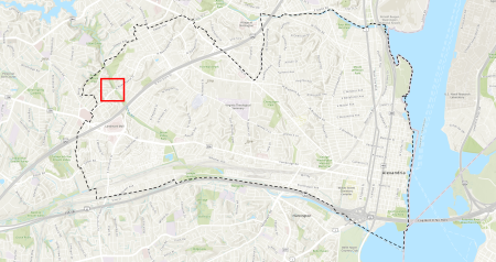 Map of Alexandria showing the project location on the left (west) side of the City.