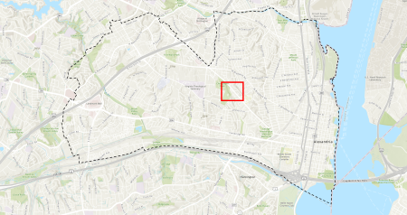 Map of Alexandria detailing the location of the Taylor Run Stream Stabilization project