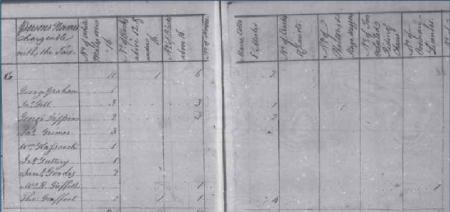 This list of names shows Griffith's property includes one enslaved person over the age of 16 and one tavern license. 