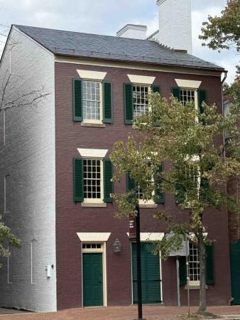 Freedom House museum after renovation, painted brick red