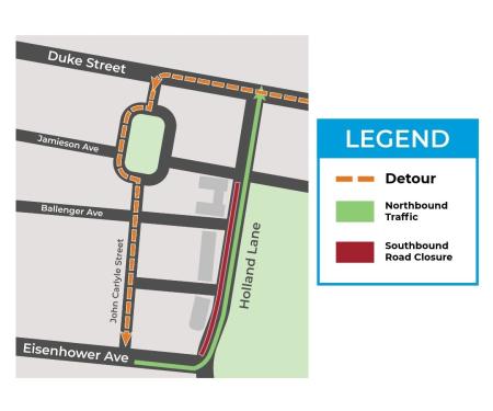 Holland lane map of the closure and where the detour is