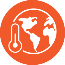 climate change logo (earth + thermometer)