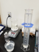 Hydrometer on a lab table.