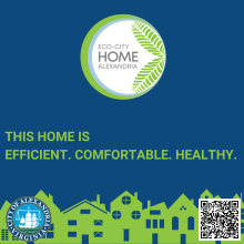 Yard sign design for Eco-City Homes program. This home is efficient. Comfortable. Healthy.