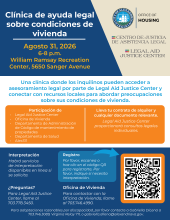 Flyer for August 31 Housing Conditions Clinic in Spanish