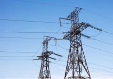 Powerlines and blue sky 
